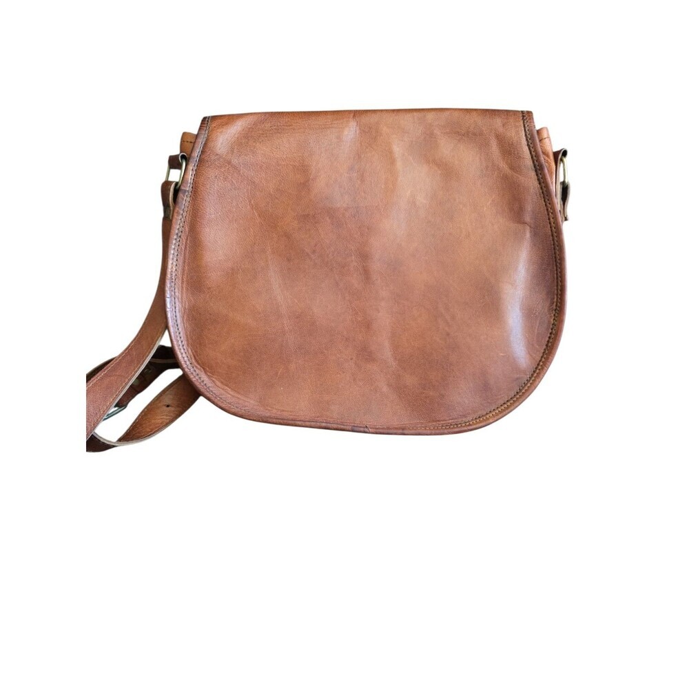Vintage Leather Purse Satchel And Fable Saddle Medium Messenger Crossbody Brown - Picture 2 of 7